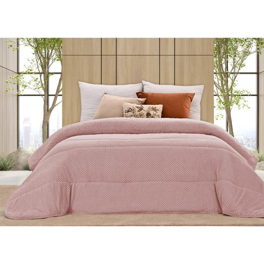 Edredon Microcoralina Jacquard com Sherpa Canada Des. ZigZag