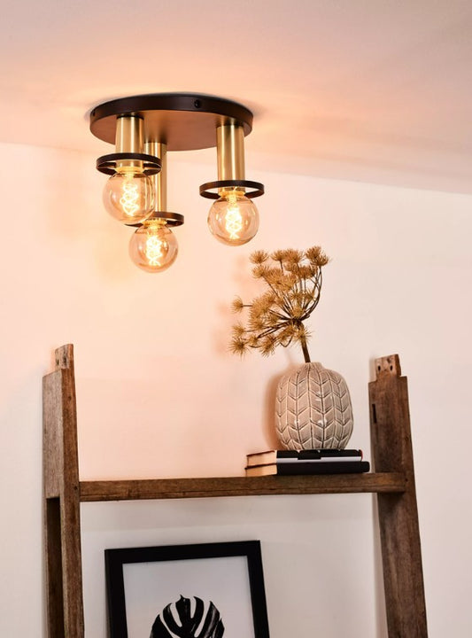 ANAKA - Flush ceiling light - Ø 30 cm - 3xE27 - Black