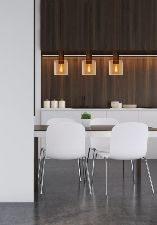 TOLEDO - Pendant light - Ø 20 cm - 3xE27 - Amber