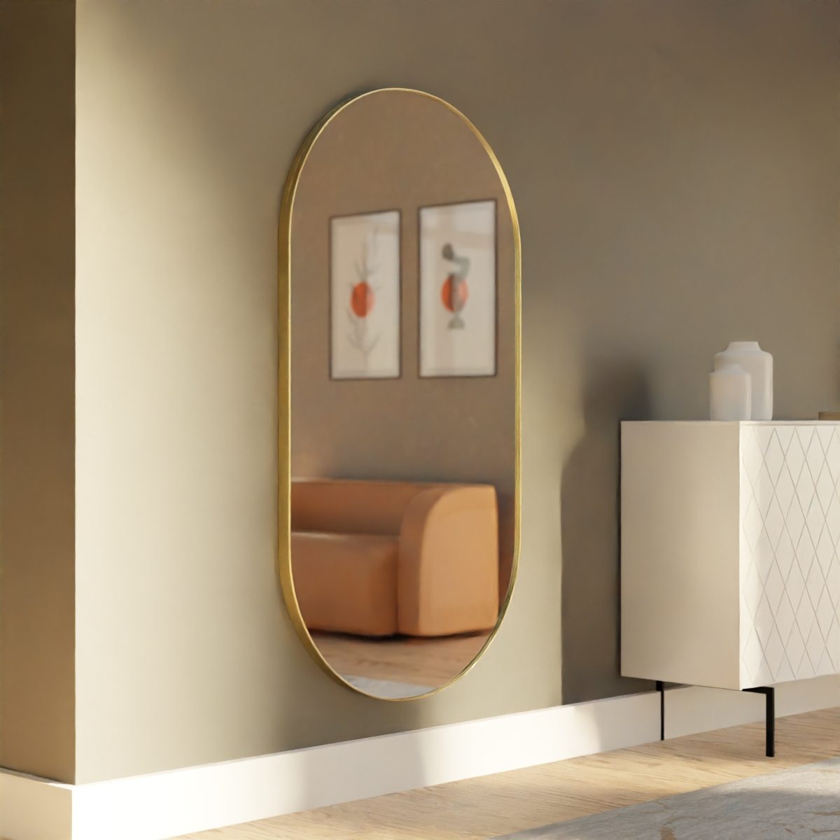Espelho oval em resina dourada, 150 x 80 cm REF: 5018-6