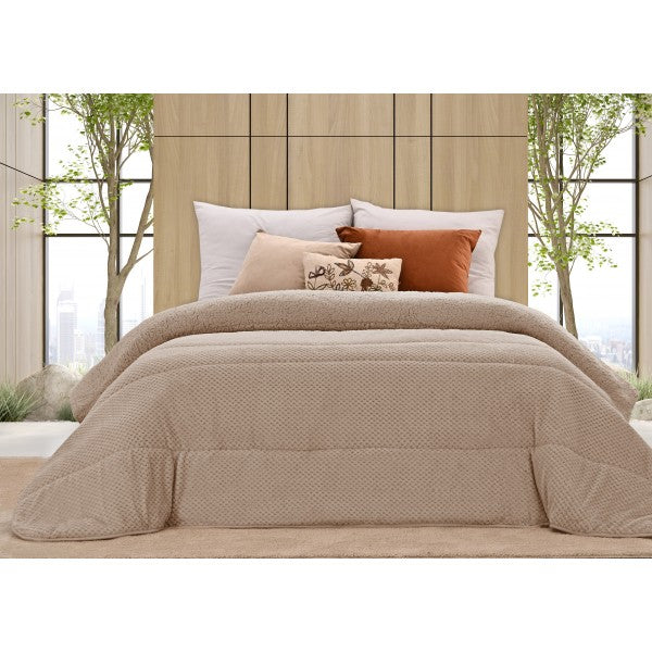 Edredon Microcoralina Jacquard com Sherpa Canada Des. ZigZag