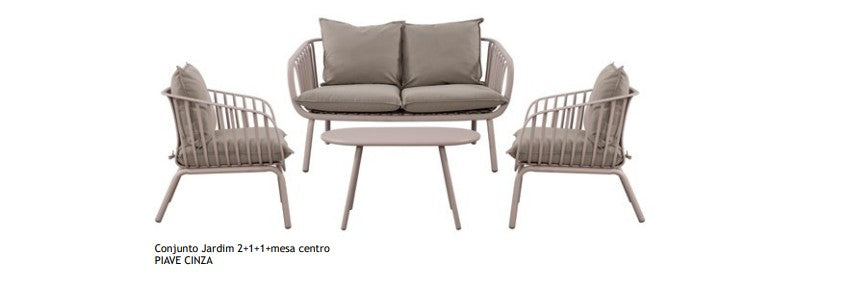 Conjunto Piave ( Sofá de 2 lug + 2 cadeirões individuais + mesa)