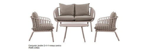 Conjunto Piave ( Sofá de 2 lug + 2 cadeirões individuais + mesa)