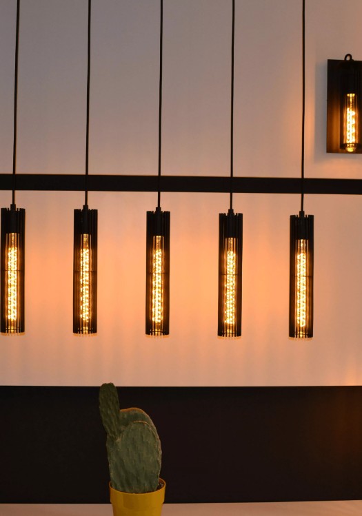 LIONEL - Pendant light - 5xE27 - Black