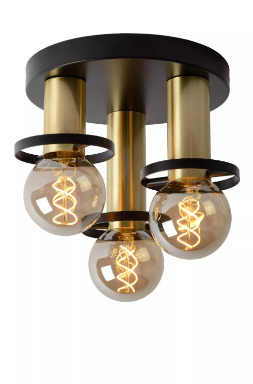 ANAKA - Flush ceiling light - Ø 30 cm - 3xE27 - Black