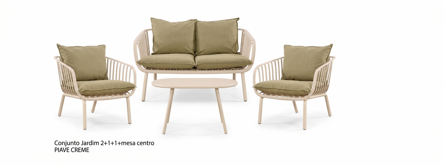 Conjunto Piave ( Sofá de 2 lug + 2 cadeirões individuais + mesa)