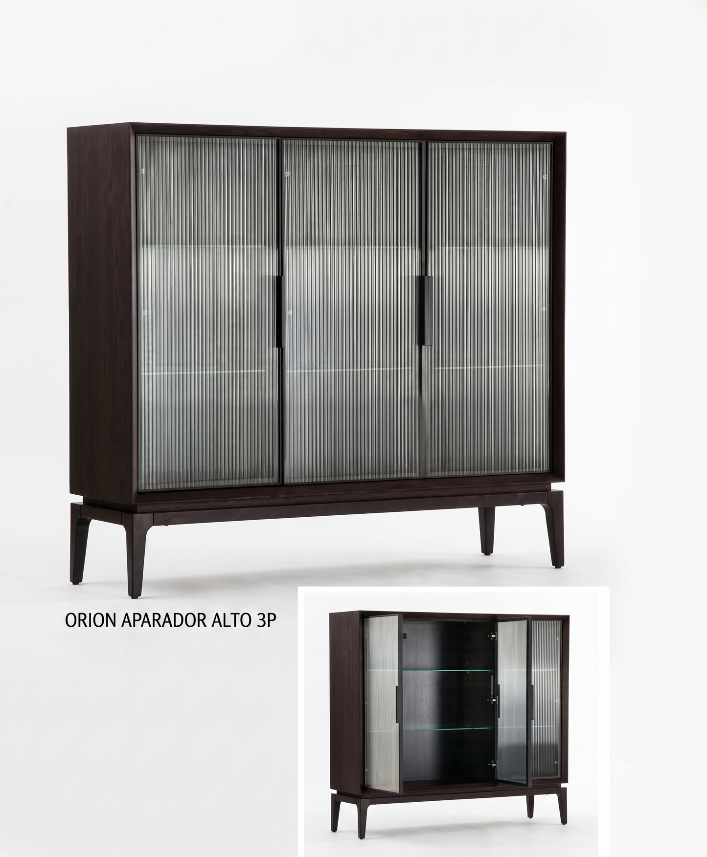 Aparador Orion alto 3 portas c/ vidro